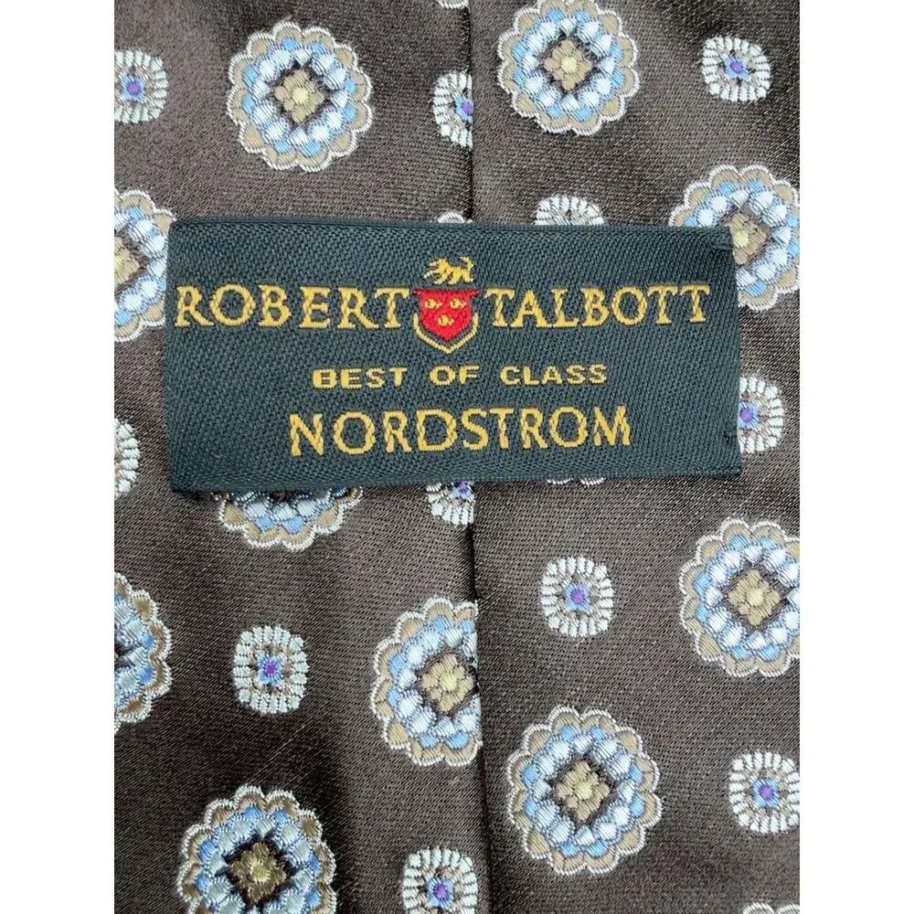 Robert Talbott Best of Class Nordstrom Silk Tie Brown Medallion Hand Sewn USA
